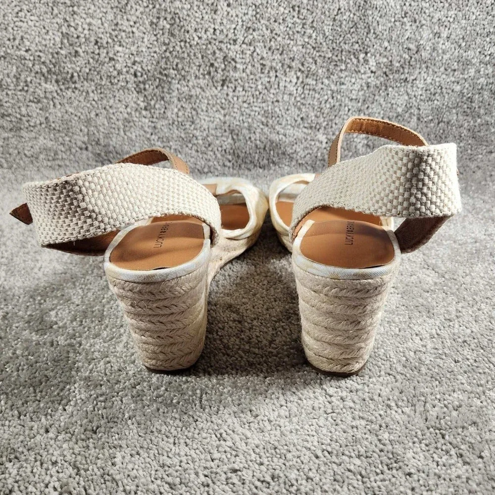 Lucky Brand Macrimay Espadrille Wedge Floral Tan Sandals Womens 9M